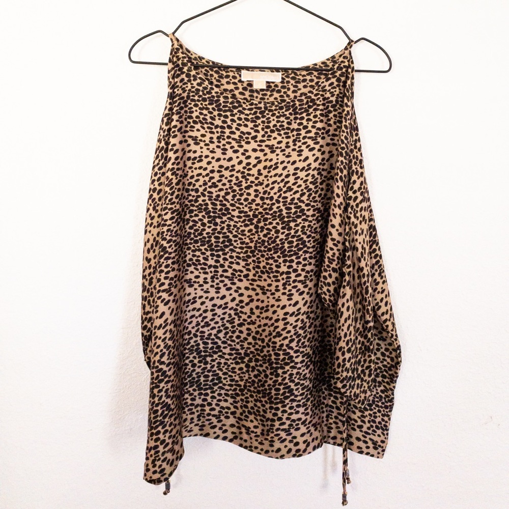 Michael Kors Cold Shoulder Leopard Blouse